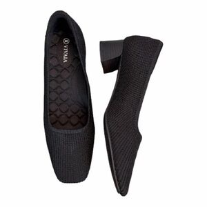 Vivaia Melody Pro Square Toe Chunky Heel Knit Pumps 11 Comfortable Work Shoes